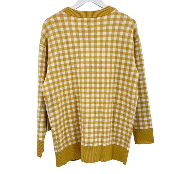 Joie gingham preppy oversized cardgian size medium New mustard white check - Picture 9 of 11